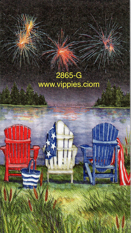 PAT-2865-G Fireworks Lawn Chairs Guest Napkin for Decoupage