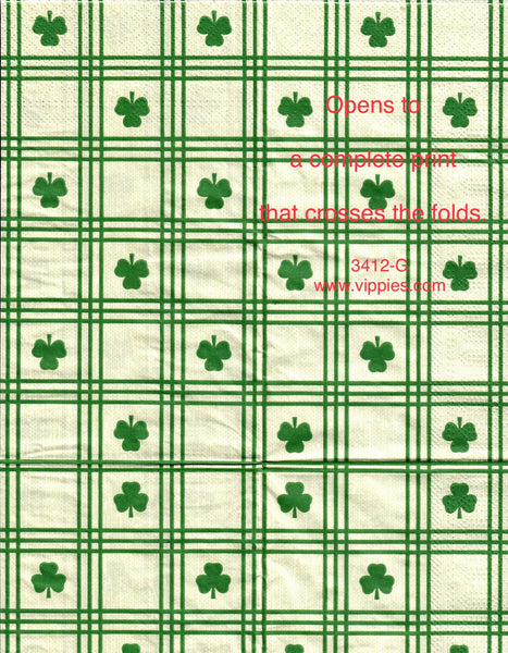 SPD-3412-G Plaid Shamrocks Guest Napkin for Decoupage