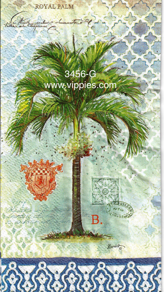 TRP-3456-G Palm Tree Words Guest Napkin for Decoupage