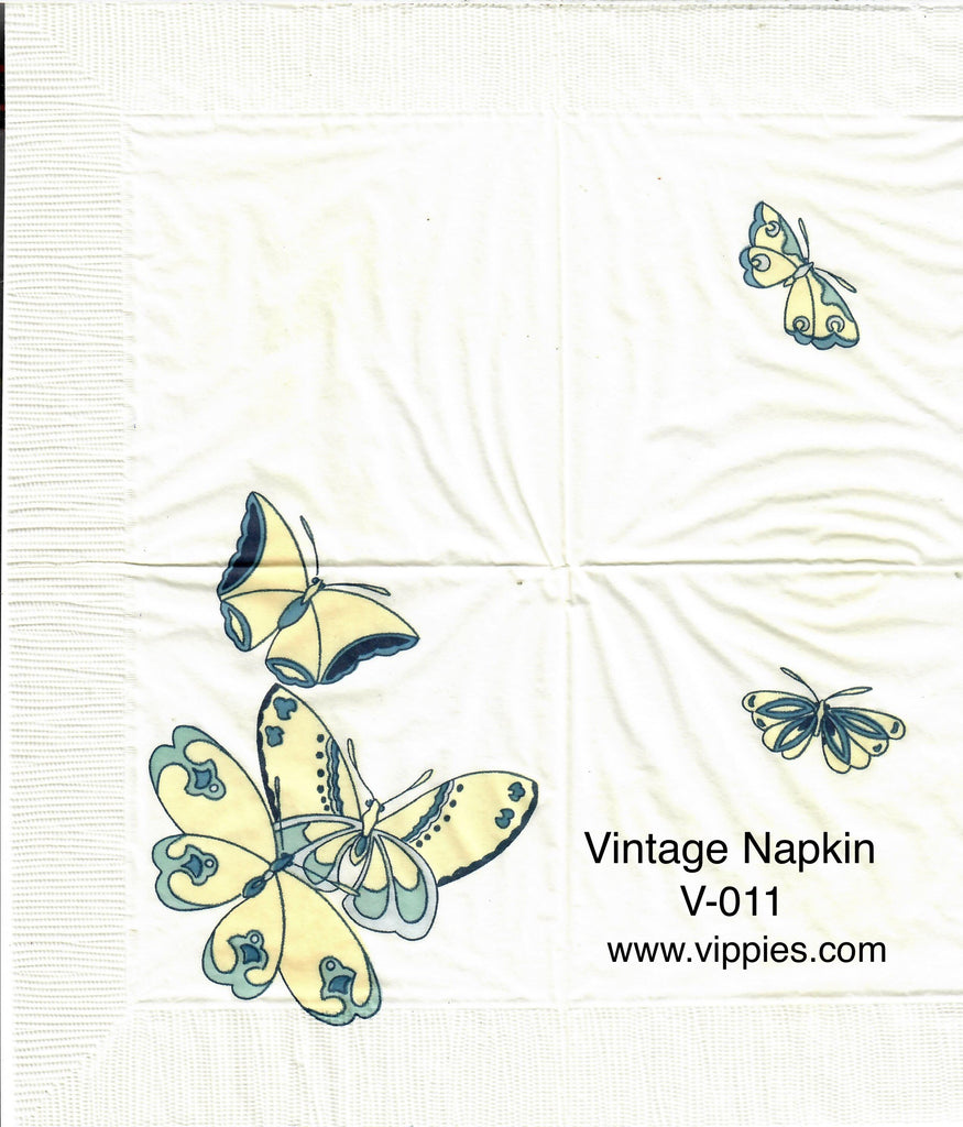 VNT-011-V Yellow Butterflies Vintage Napkin