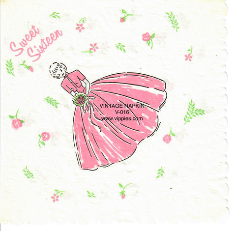 VNT-016-V Vintage Sweet 16 Pink Dress Vintage Napkin