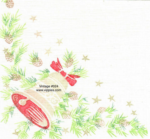 VNT-024-V Bell in Corner Pine Cones Vintage Napkin