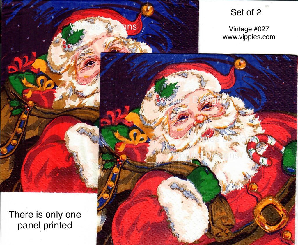 VNT-027-V-S Set of 2 Vintage Santa Vintage Napkin