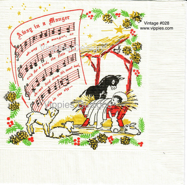 VNT-028-V-S Set of 2 Christmas Carols 1 Each Vintage Napkins
