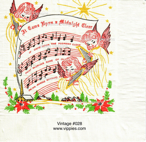VNT-028-V-S Set of 2 Christmas Carols 1 Each Vintage Napkins