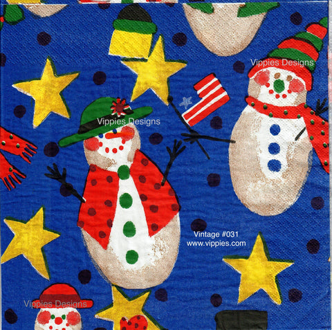 VNT-031-V Snow People Stars Vintage Napkin