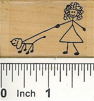 Girl with Dog Rubber Stamp 2107E