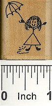 Girl Umbrella Rubber Stamp 2114C