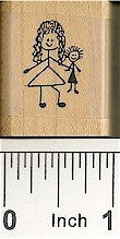 Girl with Doll Rubber Stamp 2120B