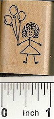 Girl with Balloons Rubber Stamp 2121C