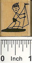 Boy On Boat Rubber Stamp 2123C