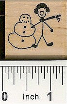 Boy/Snowman Rubber Stamp 2131D