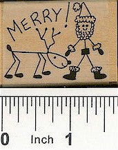 Santa Reindeer Rubber Stamp 2146E