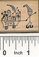 Elf with Toys Rubber Stamp 2148E