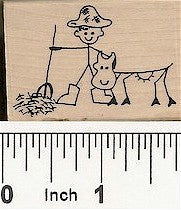 Farmer Cow Rubber Stamp 2149E