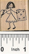 Sewing Girl Rubber Stamp 2176D