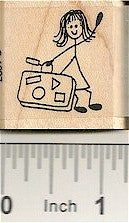 Girl Suitcase Rubber Stamp 2187C