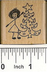 Girl/Tree Rubber Stamp 2201D