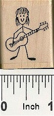 Guy w Guitar Rubber Stamp 2249D