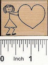 Girl with Heart Rubber Stamp 2281D