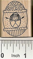 Happy Egg Girl Rubber Stamp 2289E