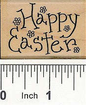 Flower Happy Easter Rubber Stamp 2371E