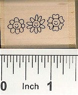 Flower Face Border Rubber Stamp 2380C