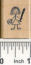 Baseball Girl Rubber Stamp 2395C
