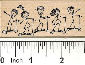 Scooter Kids Rubber Stamp 2425H
