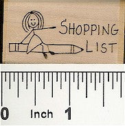 Shopping List Pencil Rubber Stamp 2441D