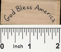 Curved God Bless America Rubber Stamp 2463D