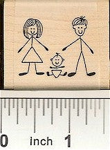 Mom Dad Baby Rubber Stamp 2473E