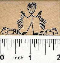 Man with Ties Rubber Stamp 2503F