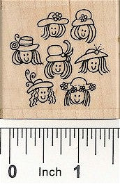 Hat Ladies Group Rubber Stamp 2504F