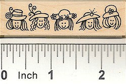Row of Hat Ladies Rubber Stamp 2510F