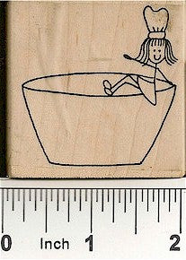 Girl Chef Hat Rubber Stamp 2518F