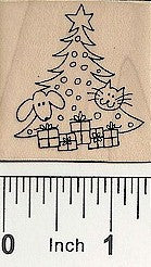 Dog/Cat/Tree Rubber Stamp 2546E