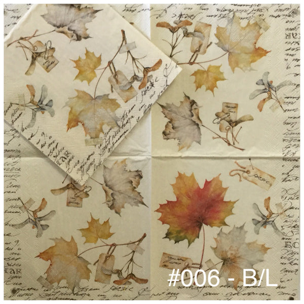 AT-006 Allover Ivory Leaves Luncheon Napkin for Decoupage