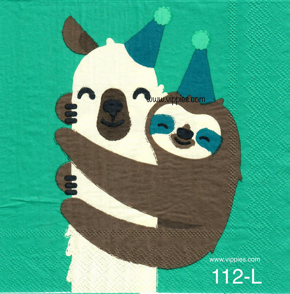 ANIM-112 Llama with Sloth Napkin for Decoupage
