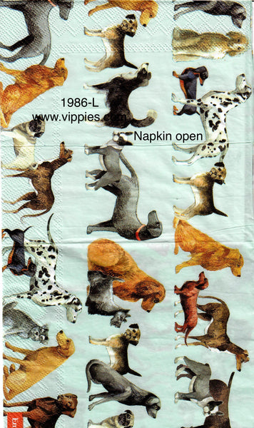 ANIM-1986 Dogs on Blue Napkin for Decoupage