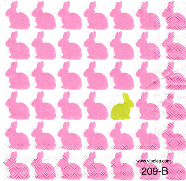 ANIM-209 Pink and Green Bunnies Napkin for Decoupage