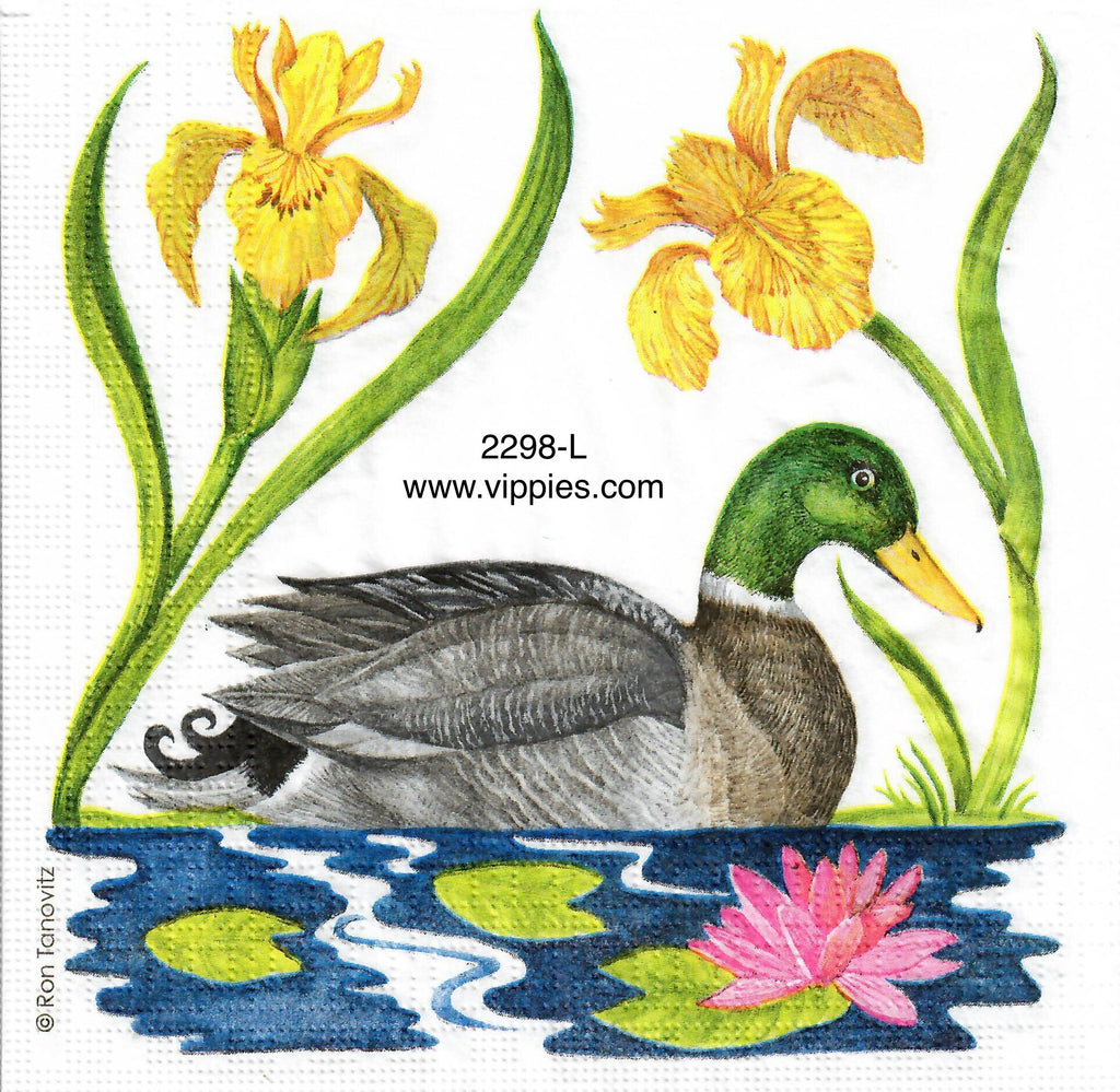 ANIM-2298-L Mallard Duck Iris Napkin for Decoupage