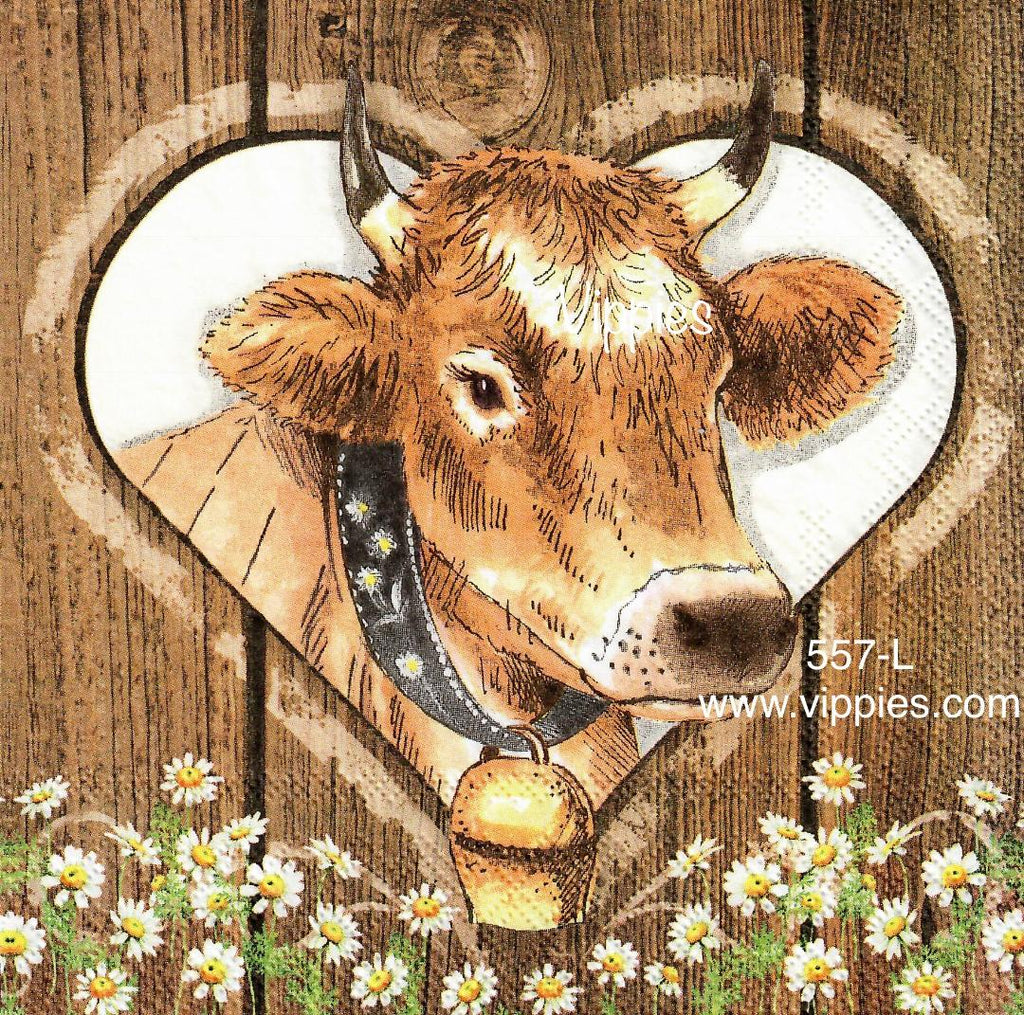 ANIM-557 Cow Heart Napkin for Decoupage
