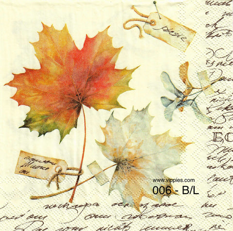 AT-006 Allover Ivory Leaves Luncheon Napkin for Decoupage