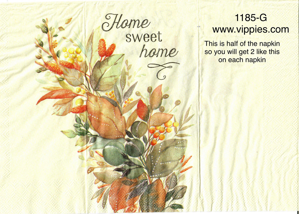 AT-1185 Home Sweet Home Foliage Guest Napkin for Decoupage