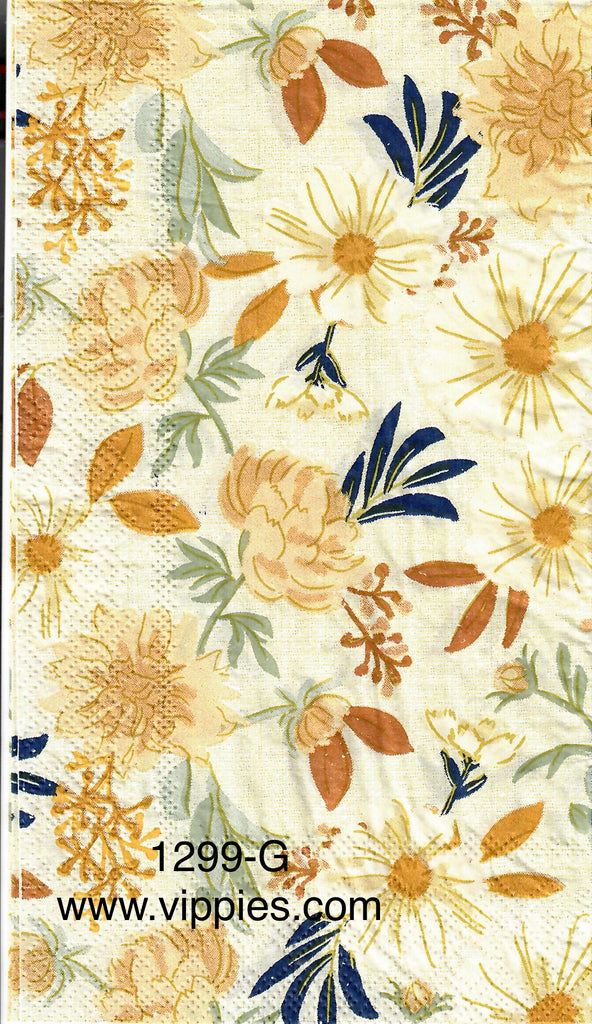 AT-1299 Tan Floral Guest Napkin for Decoupage