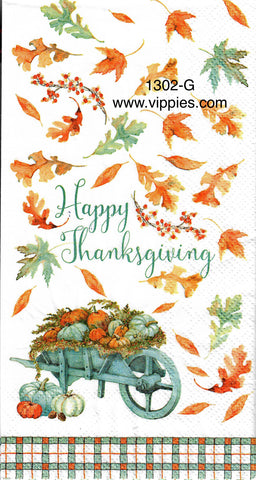 AT-1302 Happy Thanksgiving Wheelbarrow Guest Napkin for Decoupage