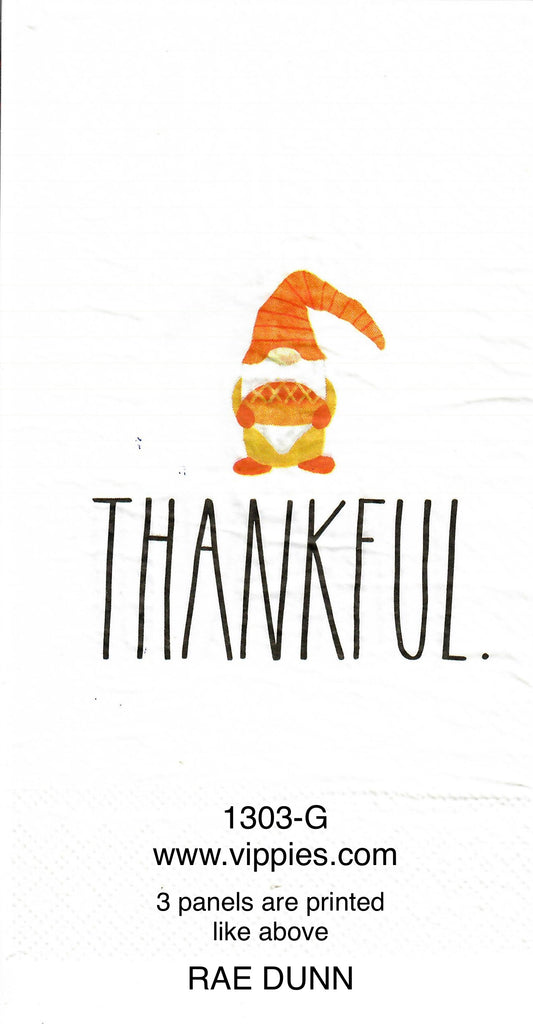 AT-1303 Rae Dunn Gnome Thankful Guest Napkin for Decoupage