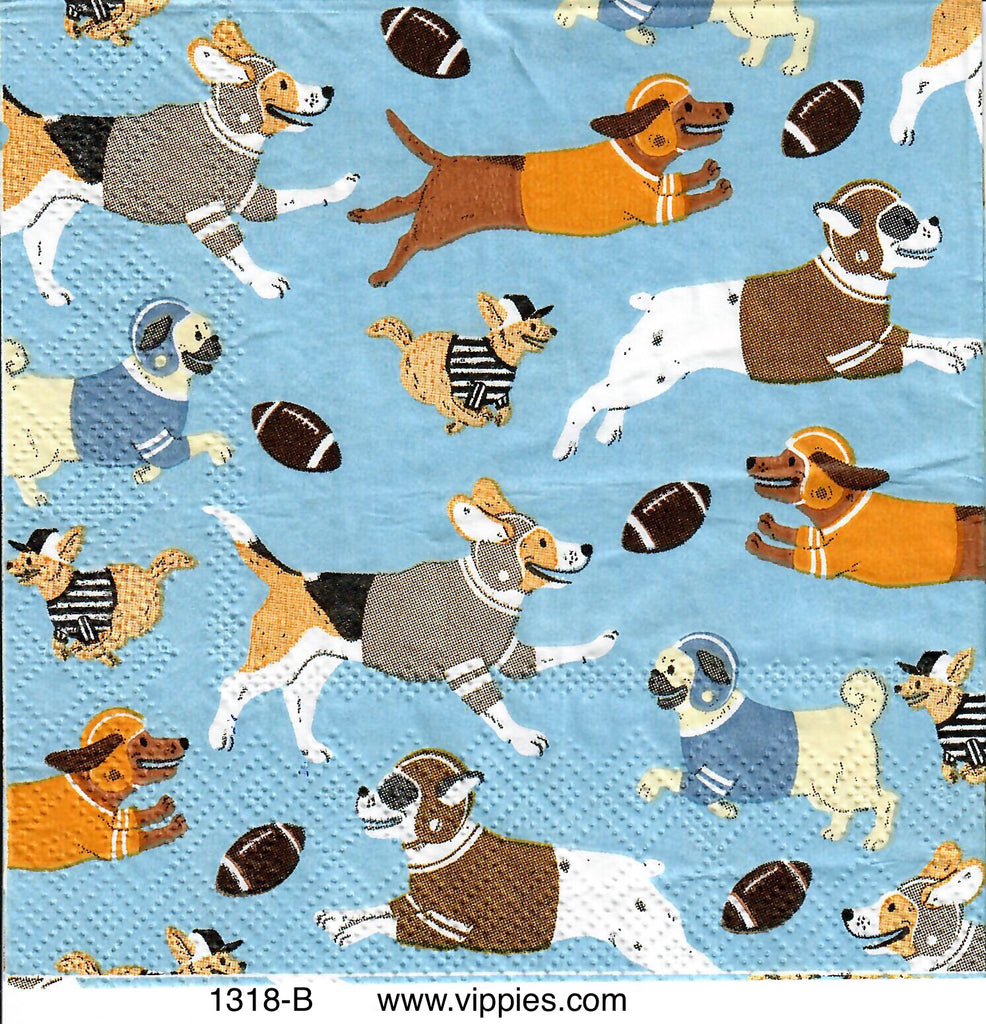 AT-1318 Football Dogs Napkin for Decoupage