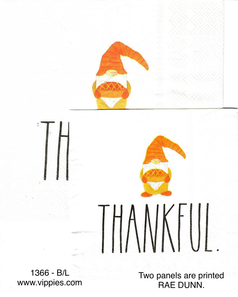 AT-1366 Rae Dunn Thankful Gnome Napkin for Decoupage